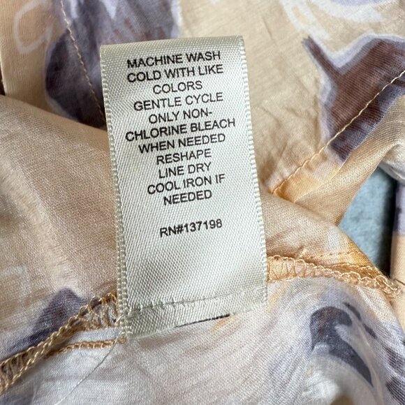 Martha Stewart Collection Womens Floral Button-Down Blouse Sz S Yellow/Gray Ligh - Picture 4 of 6